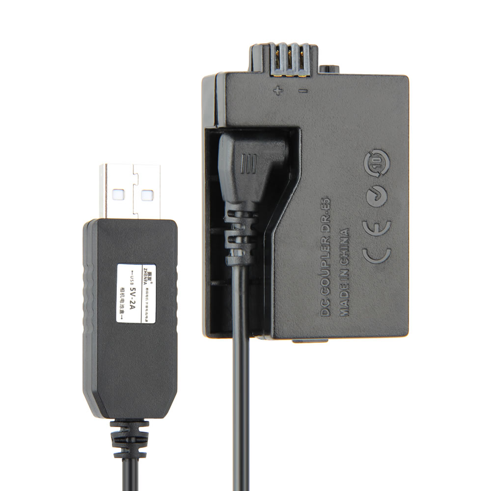 USB Power Supply Adapter for Canon DSLR Cameras ACK-E5 DR-E5
